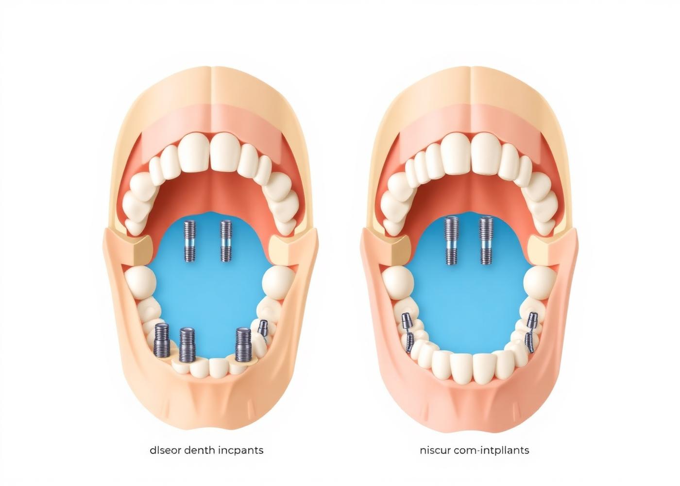 Jaw diagram showing implant placement